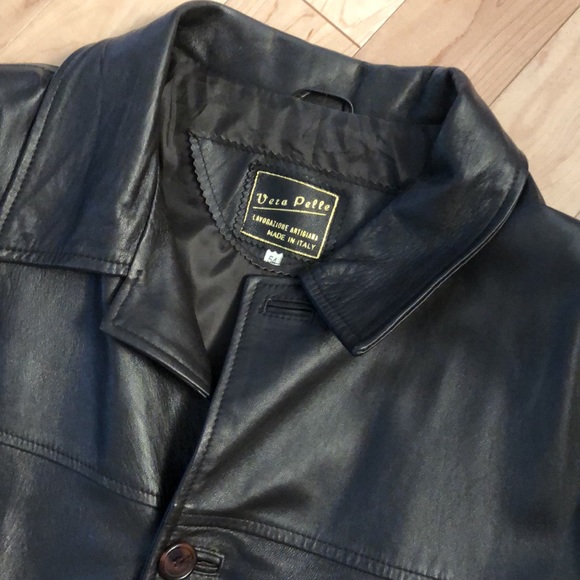 MEN’s AUTHENTIC ITALIAN made LEATHER Jacket European Size 54 - Picture 3 of 13